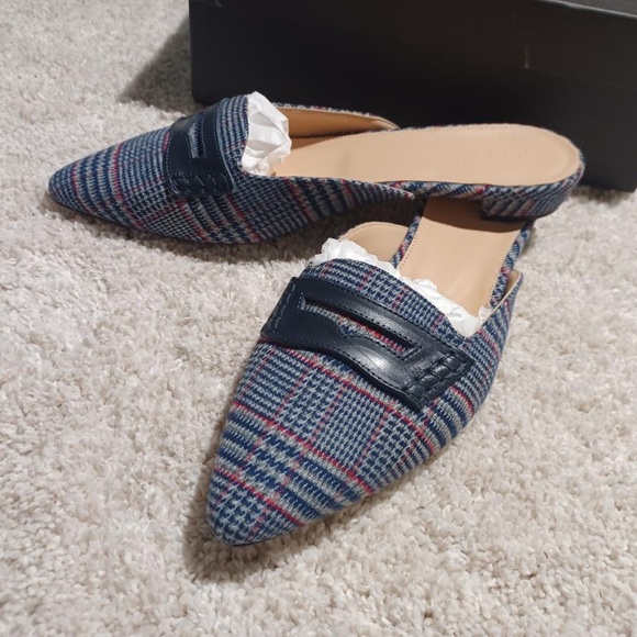 J CREW NWB Navy Tweed Loafer Mules/Flats - Picture 6 of 9
